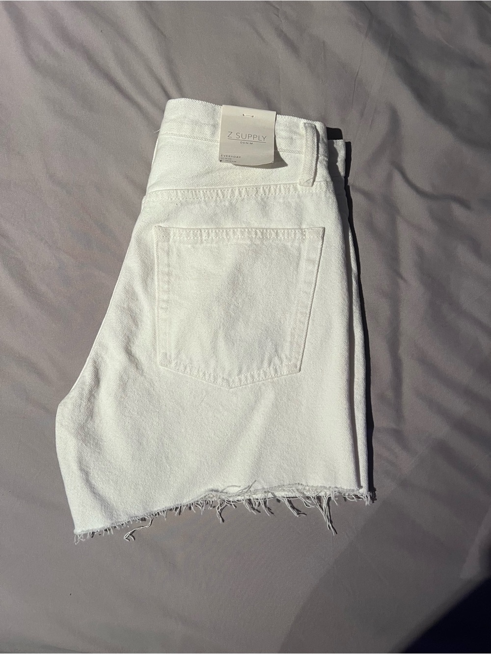Z Supply White Frayed Hem Denim Shorts